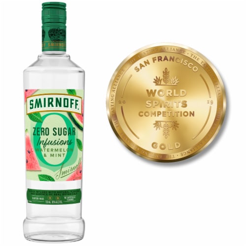 Smirnoff Zero Sugar Infusions Watermelon & Mint (Vodka Infused With Natural Flavors) Perspective: left