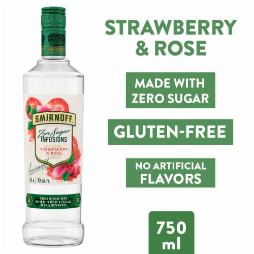 Smirnoff Zero Sugar Infusions Strawberry & Rose (Vodka Infused With Natural Flavors) Perspective: left