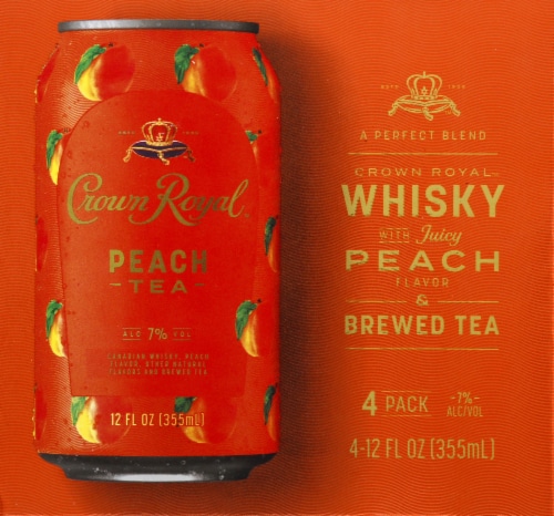 Crown Royal Peach Tea Canadian Whisky Ready to Drink Cocktail Perspective: left