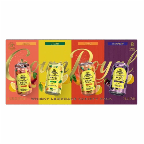 Crown Royal Whisky Lemonade Canned Cocktails Variety Pack Perspective: left