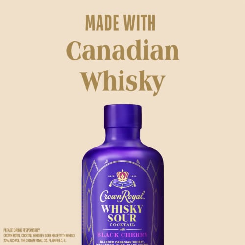 Crown Royal Whisky Sour Cocktail with Black Cherry Perspective: left