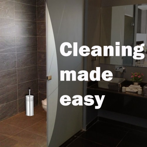 Toilet Plunger with Holder for Bathroom, Multi Drain Suitable for Bathtubs, Quick Dry, Chrome Perspective: left