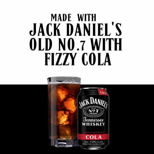 Jack Daniel's Tennessee Whiskey and Cola Ready to Drink Whiskey Cocktail Perspective: left