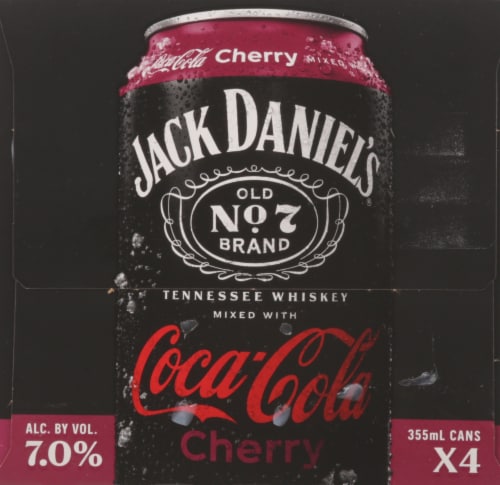 Jack Daniel's® Tennessee Whiskey Coca-Cola Cocktail Cherry Cans Perspective: left