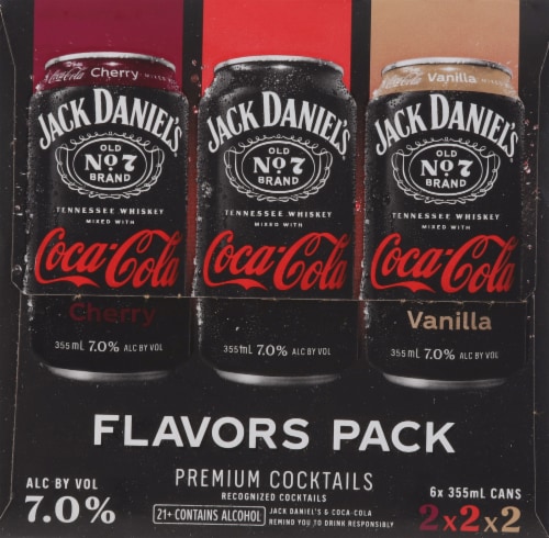 Jack Daniel's® and Coca-Cola Canned Whiskey Cocktails Variety Pack Perspective: left