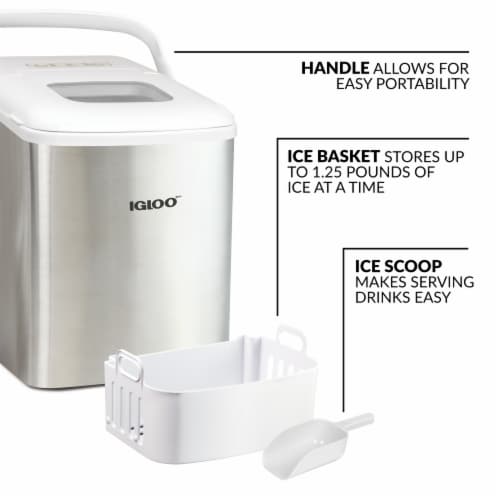 Igloo Automatic Self-Cleaning Portable Countertop Ice Maker with Handle - Stainless Steel Perspective: left