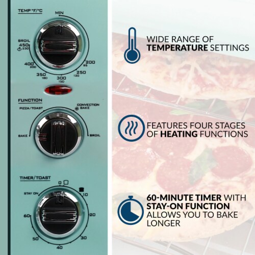 Nostalgia Convection Toaster Oven Built-in Timer Adjustable Temperature 12-Slice