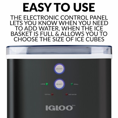 Igloo Electric Countertop Ice Maker Machine - Automatic and Portable - 33  Pounds in 24 Hours - Ice Cube Maker - Ice Scoop and Basket - Ideal for Iced