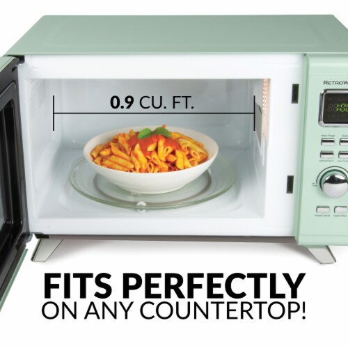 Nostalgia Mid-Century Retro Microwave - Seafoam Green Perspective: left