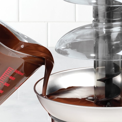Nostalgia 4-Tier Stainless Steel Chocolate Fondue Fountain Perspective: left
