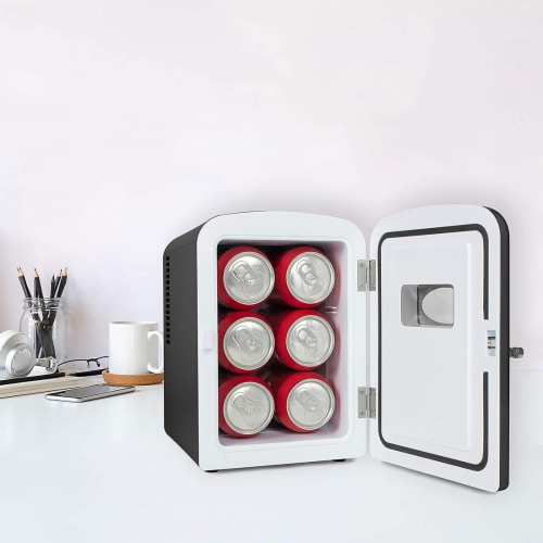 Nostalgia Six Can Single Door Retro Round Refrigerator - Black Perspective: left