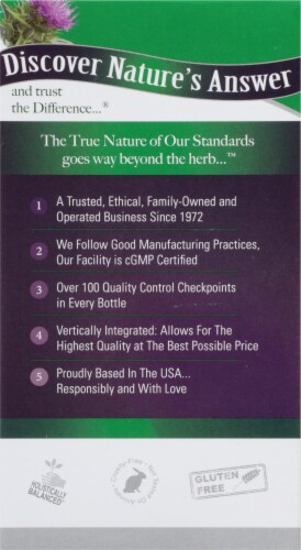 Nature's Answer Milk Thistle Seed Extract Vegetarian Capsules 140mg Perspective: left