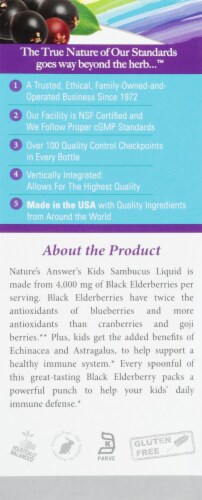 Natures Answer Sambucus Kids Formula Dietary Supplement 4000mg Perspective: left