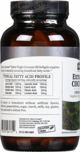 Nature's Answer Extra Virgin Coconut Oil Softgels Perspective: left