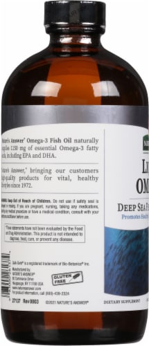 Natures Answer Liquid Omega-3 Deep Sea Fish Oil EPA / DHA Orange Flavored Dietary Supplement Perspective: left