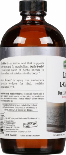 Nature's Answer Liquid Carnitine Dietary Supplement Perspective: left