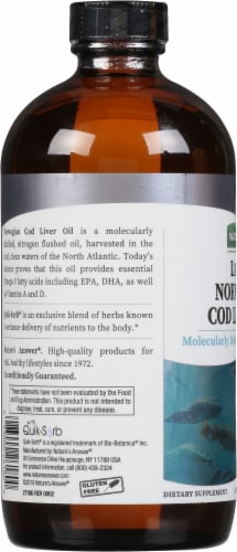 Nature's Answer Norwegian Cod Liver Oil Orange Flavored Dietary Supplement Perspective: left