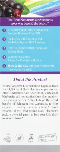 Nature's Answer Sambucus Kids Formula Liquid 4000mg Perspective: left