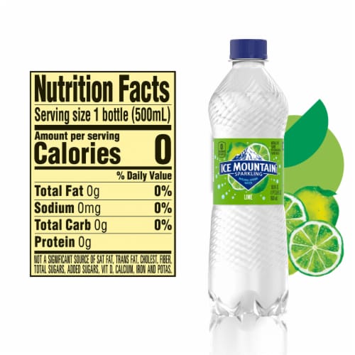 Ice Mountain Lime Flavored Sparkling Bottled Water Perspective: left