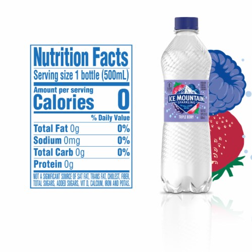 Ice Mountain Berry Flavored Sparkling Bottled Water Perspective: left