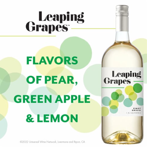 Leaping Grapes Pinot Grigio White Wine Perspective: left