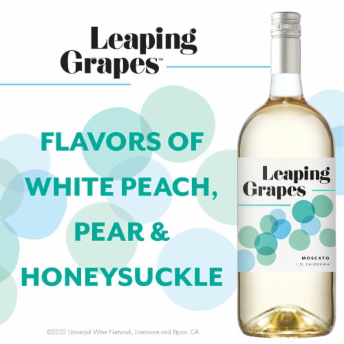 Leaping Grapes Moscato White Wine Perspective: left