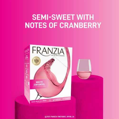 Franzia White Zinfandel World Classics Rose Wine Box Perspective: left