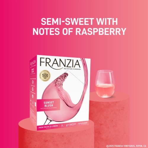 Franzia Sunset Blush Pink Box Wine Perspective: left
