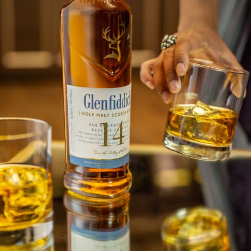 Glenfiddich 14 Year Old Bourbon Barrel Reserve Single Malt Scotch Whisky Perspective: left