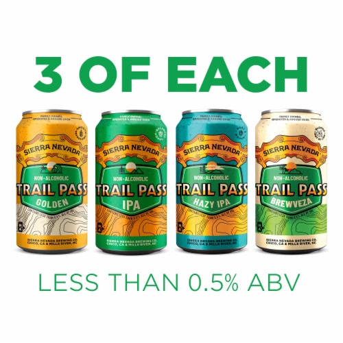 Sierra Nevada Trail Pass Non-Alc Variety Pack Craft Beer Perspective: left