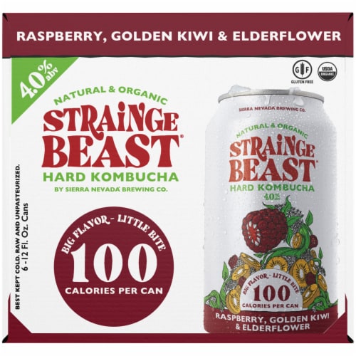 Strainge Beast Raspberry Golden Kiwi & Elderflower Hard Kombucha Perspective: left