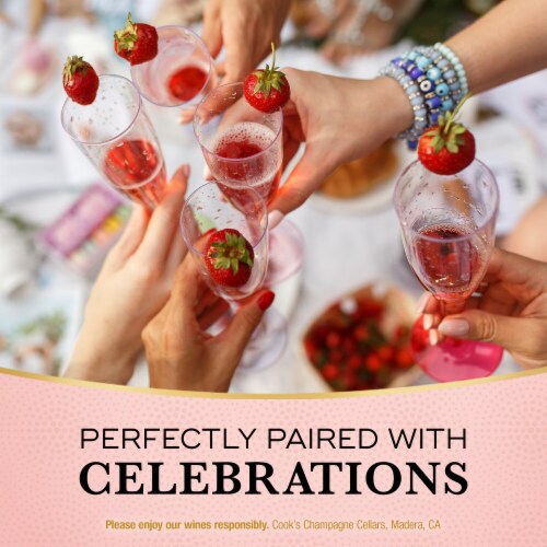 Cook's California Champagne Sweet Rose Sparkling Wine Perspective: left
