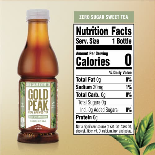 Gold Peak Diet Iced Tea No Sugar Added Zero Calorie Drink Perspective: left