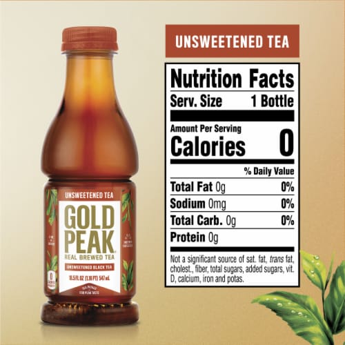 Gold Peak Unsweetened Black Iced Tea Drink Perspective: left