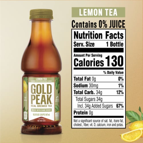Gold Peak Lemon Sweetened Iced Tea Drink Perspective: left