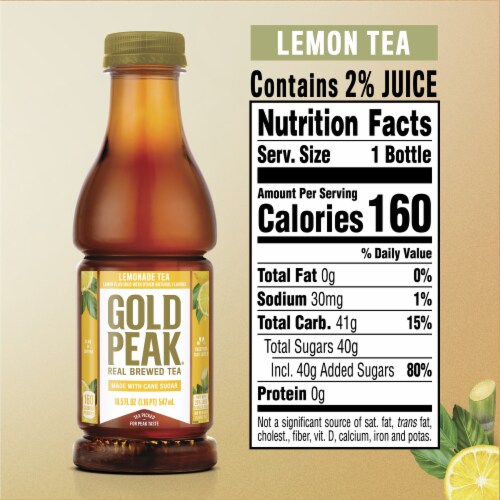 Gold Peak Lemonade Flavored Iced Tea Drink Perspective: left