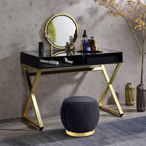 Black and gold makeup vanity sales
