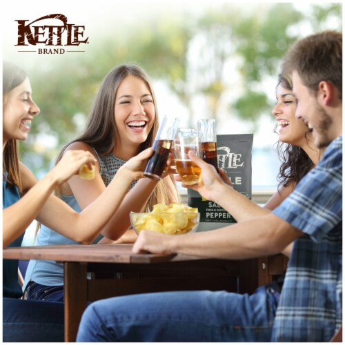 Kettle Brand Sea Salt and Fresh Ground Pepper Krinkle Cut Kettle Potato Chips Party Size Perspective: left