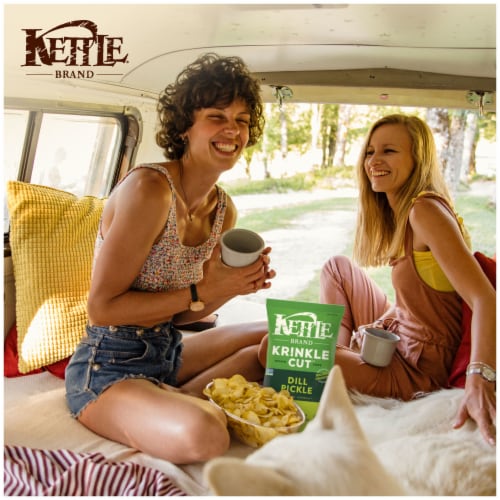 Kettle Brand® Krinkle Cut™ Dill Pickle Potato Chips Perspective: left