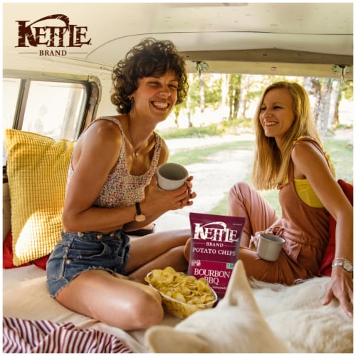 Kettle Brand Potato Chips Bourbon BBQ Kettle Chips Perspective: left