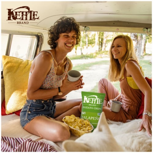 Kettle Brand Jalapeno Kettle Potato Chips Gluten-Free Non-Gmo Perspective: left