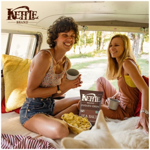 Kettle Brand Sea Salt Kettle Potato Chips Gluten-Free Non-Gmo Perspective: left