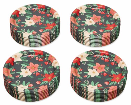 American Greetings Winter Floral Paper 7-Inch Dessert Plates Perspective: left