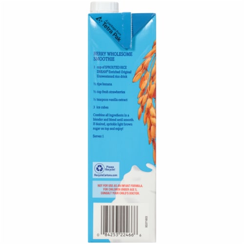 Dream® Organic Unsweetened Sprouted Rice Drink Perspective: left