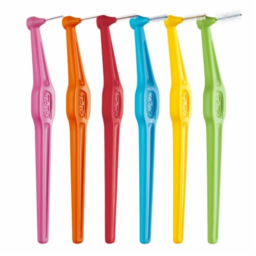 TEPE Interdental Brush Angle Cleaners - Dental Brushes Between Teeth 6 Pk, Orange .45mm Perspective: left