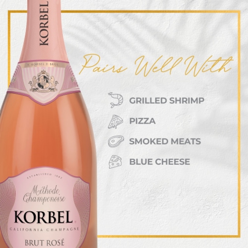 Korbel Brut Rose California Champagne Perspective: left