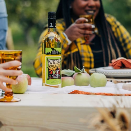 Leelanau Cellars Witches Brew Spiced Apple Wine Perspective: left