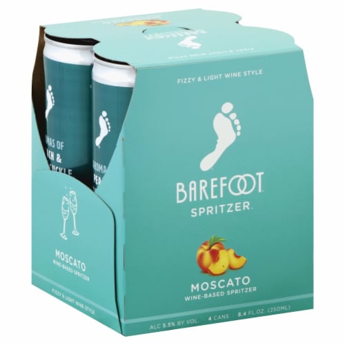 Barefoot Spritzer Moscato California White Wine Cans Perspective: left
