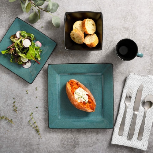 Gibson Elite Kiesling Dinnerware Set - Turquoise Perspective: left