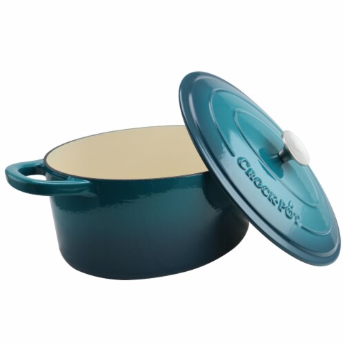 Gibson 7 qt Crock Pot Dutch Oven, Teal Perspective: left